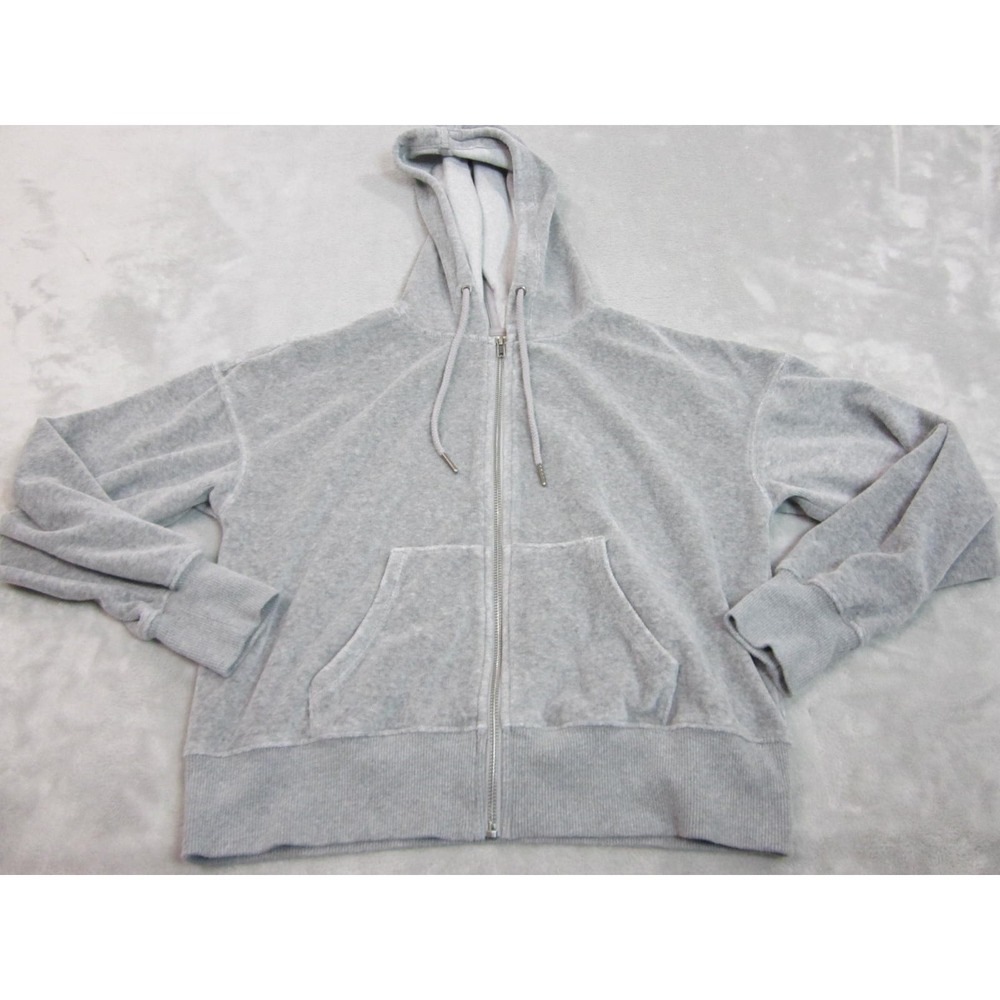 Universal Thread Hoodie Womens XS Gray Full Zip Velour Soft Sweatshirt
